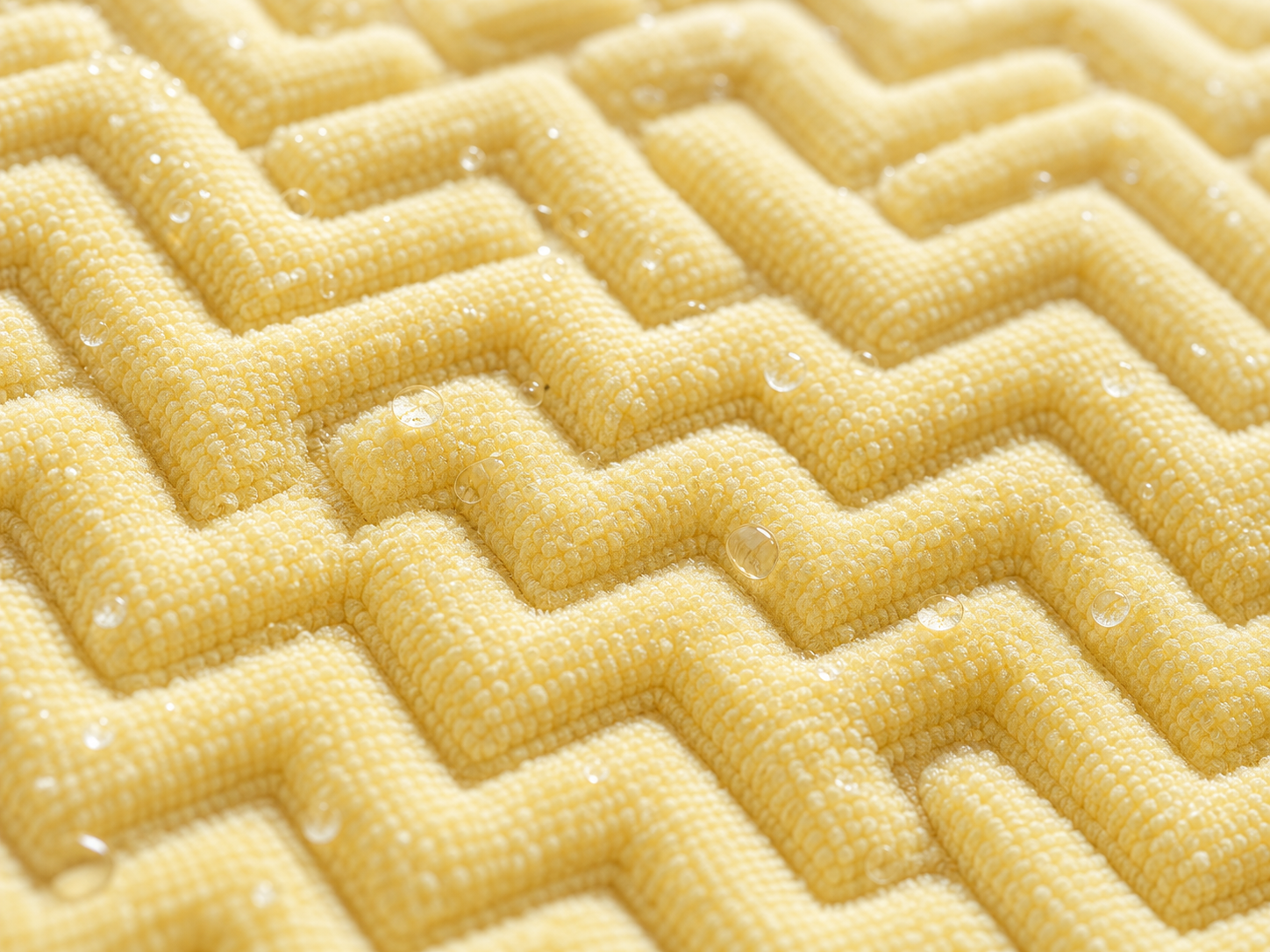 Macro view of the water-beaded Signature L-Grip microfiber surface